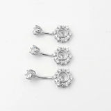 925 Silver Belly Button Ring Snow Clear CZ Barbell Piercing