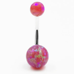 925 Silver Opal Belly Button Ring Navel Piercing