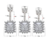 925 Silver Belly Button Rings with Square CZ Navel Piercing Jewelry