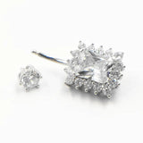 925 Silver Belly Button Rings with Square CZ Navel Piercing Jewelry