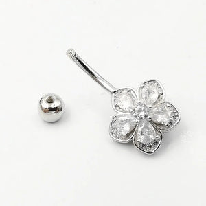 925 Silver Belly Button Ring Cubic Zircon Navel Barbell Body Jewelry