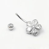 925 Silver Belly Button Ring Cubic Zircon Navel Barbell Body Jewelry