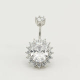 925 Silver Clear CZ Navel Ring for Women