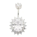 925 Silver Clear CZ Navel Ring for Women
