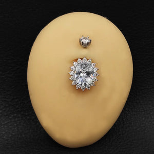 925 Silver Clear CZ Navel Ring for Women