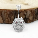 925 Silver Belly Button Ring Lion Shape CZ Navel Piercing Body Jewelry