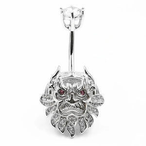 925 Silver Belly Button Ring Lion Shape CZ Navel Piercing Body Jewelry