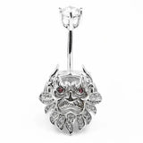 925 Silver Belly Button Ring Lion Shape CZ Navel Piercing Body Jewelry