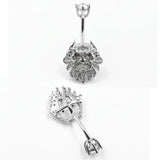925 Silver Belly Button Ring Lion Shape CZ Navel Piercing Body Jewelry