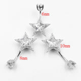 925 Silver Star CZ Belly Button Ring