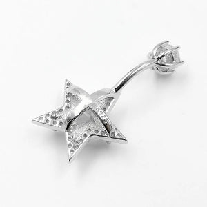 925 Silver Star CZ Belly Button Ring