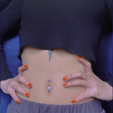 925 Silver Star CZ Belly Button Ring
