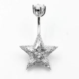 925 Silver Star CZ Belly Button Ring