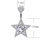925 Silver Star CZ Belly Button Ring