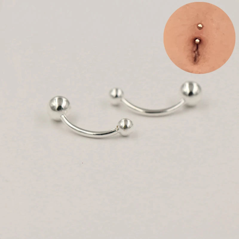 925 Silver Tiny Ball Belly Button Ring Women Body Piercing Jewelry