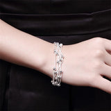 925 Silver Snake Chain Round Beads Bracelet for Women