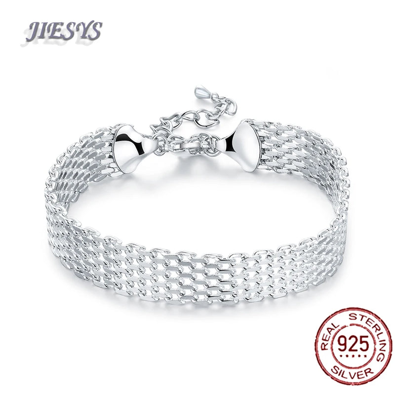 925 Silver Bracelets Women Weaving Chain Wedding Christmas Jewelry