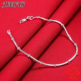 925 Silver Snake Bone Beads Chain Bracelet Women Jewelry