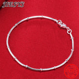 925 Silver Snake Bone Beads Chain Bracelet Women Jewelry