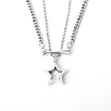 925 Silver Chain Necklace Double Line Stars Boho Style Woman Jewelry