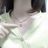 925 Silver Chain Necklace Double Line Stars Boho Style Woman Jewelry