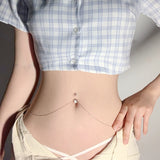 925 Silver Charming CZ Belly Button Ring Navel Chain Piercing Jewelry