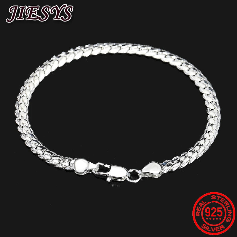 925 Silver Classic 5MM Chain Men's Bracelets Wedding Christmas Gift
