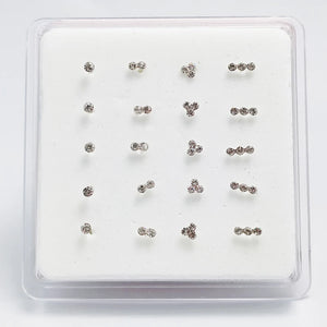 925 Silver Clear Crystal Nostril Stud Nose Bone Piercing Jewelry