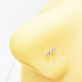 925 Silver Clear Crystal Nostril Stud Nose Bone Piercing Jewelry