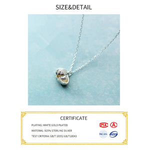 925 Sterling Silver Shell Pearl Crystal Pendant Necklace