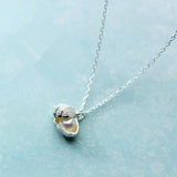 925 Sterling Silver Shell Pearl Crystal Pendant Necklace