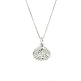925 Sterling Silver Shell Pearl Crystal Pendant Necklace