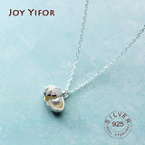 925 Sterling Silver Shell Pearl Crystal Pendant Necklace
