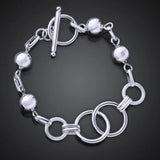 925 Silver Circle Beads Chain Bracelet for Women