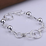 925 Silver Circle Beads Chain Bracelet for Women