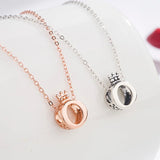 925 Silver Crown Necklace O Letter Athens Queen Pendant