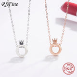 925 Silver Crown Necklace O Letter Athens Queen Pendant