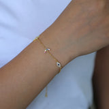 925 Silver Cz Charm Bracelet Moon Star Lightning Eye Colorful Cz