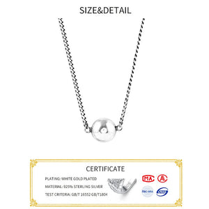 925 Silver Double Layer Star Pearl Necklace CZ Wedding Party Jewelry