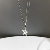 925 Silver Double Layer Star Pearl Necklace CZ Wedding Party Jewelry