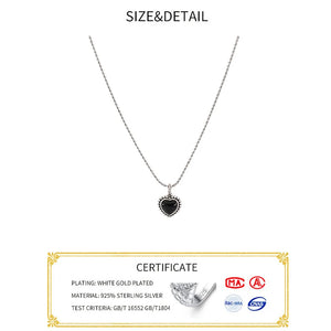 925 Silver Double Layer Heart Chain Necklace CZ Women Party Jewelry