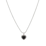 925 Silver Double Layer Heart Chain Necklace CZ Women Party Jewelry