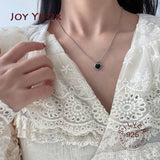 925 Silver Double Layer Heart Chain Necklace CZ Women Party Jewelry