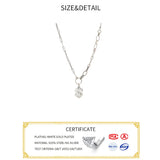 925 Silver Double Layer Dollar Shape Chain Necklace Zircon Jewelry