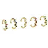 925 Silver Ear Cuff Clip On CZ Circle Rainbow Colors No Piercing Women Earring