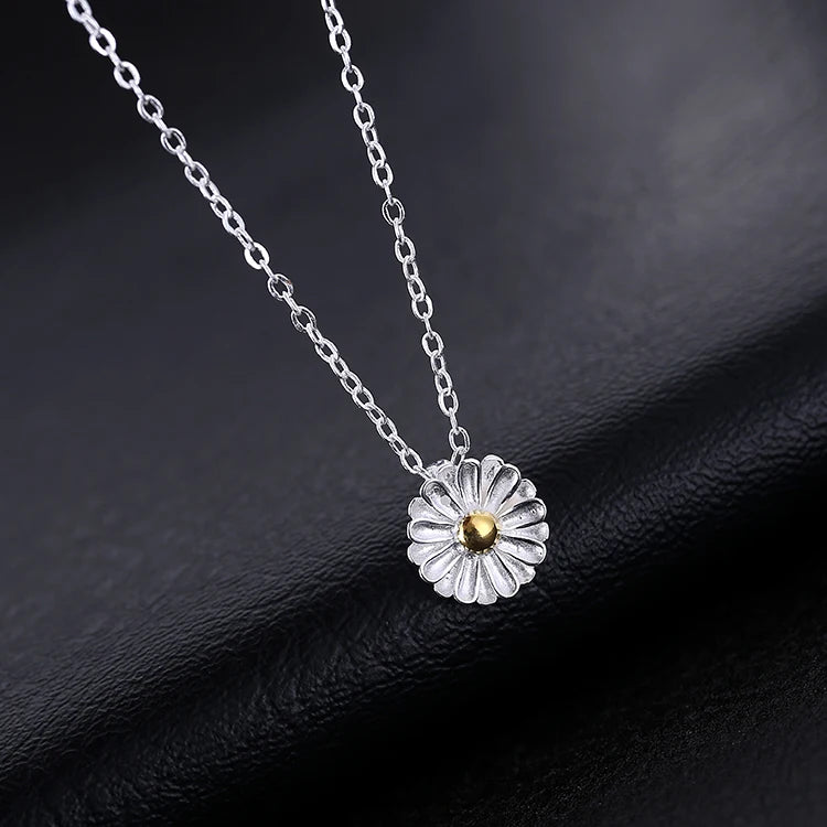 925 Silver Flower Pendant Necklace Women