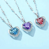 925 Silver Heart Necklace Eternal Love Pendant Choker