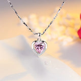 925 Silver Heart Necklace Eternal Love Pendant Choker
