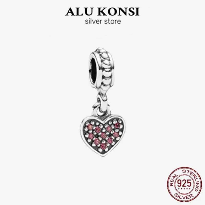 925 Silver Heart-shaped Cross Pendant Beads for Charm Women Jewelry
