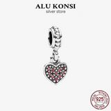 925 Silver Heart-shaped Cross Pendant Beads for Charm Women Jewelry